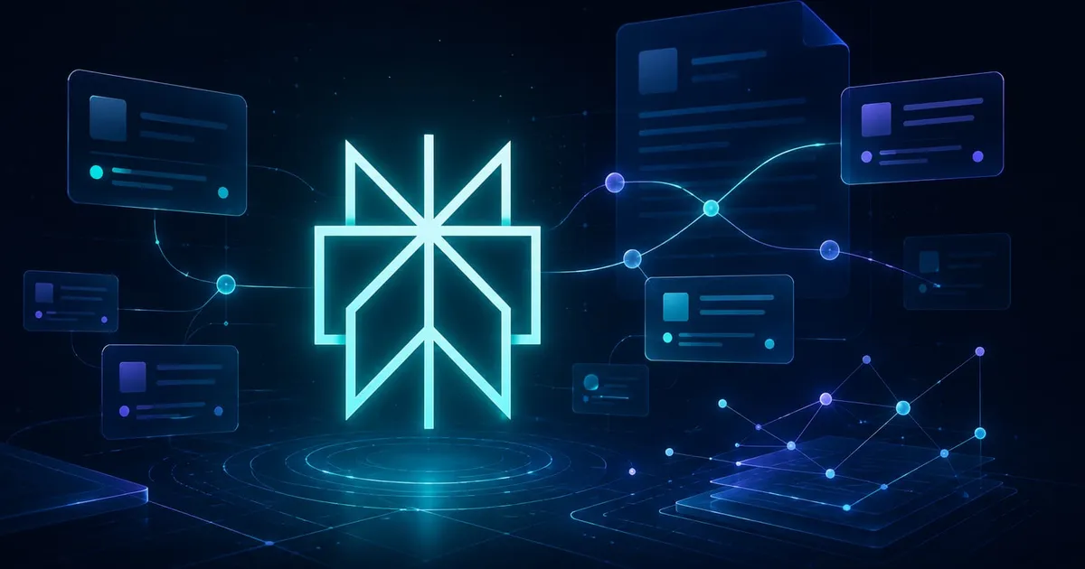 לוגו Perplexity AI זוהר במרכז, מוקף בכרטיסי מקורות, מסמכים וגרפים מקושרים - המחשה של מנוע תשובות שמצליב מידע ממספר מקורות
